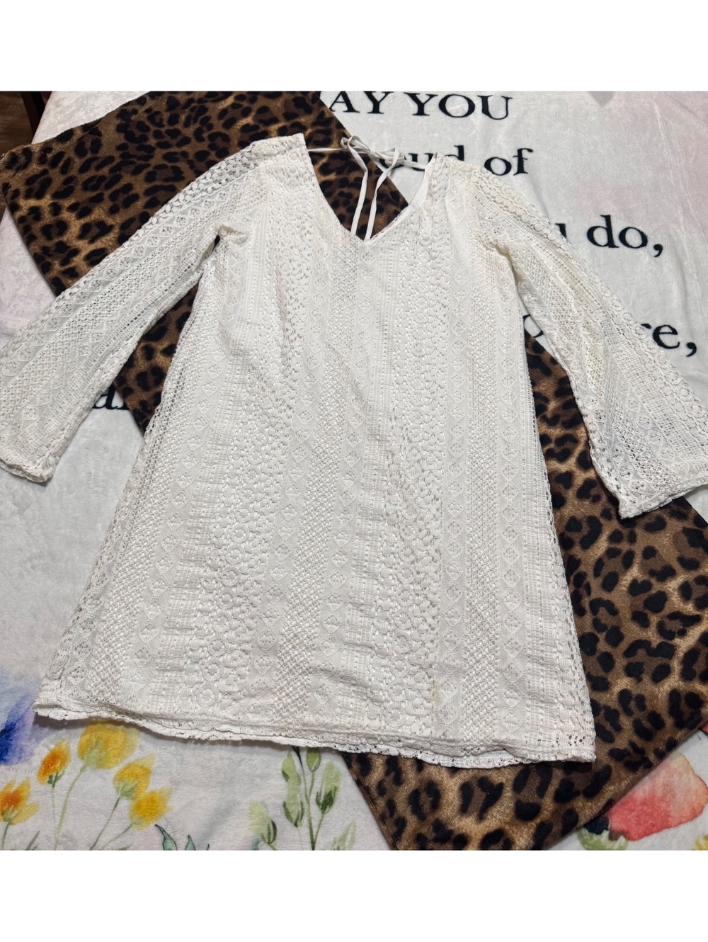 Wrangler Western Cream Lace Shift Dress Size S